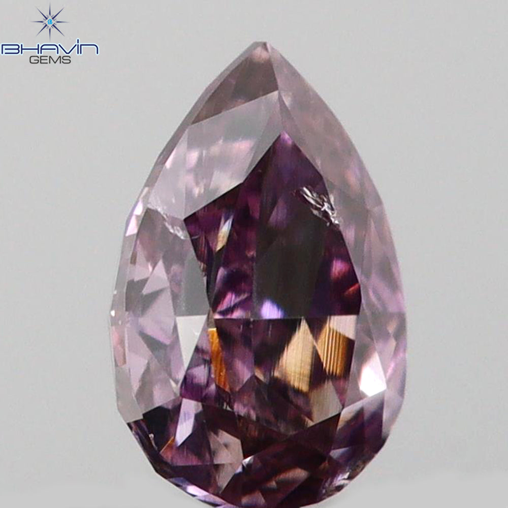 0.13 CT Pear Shape Natural Diamond Pink Color SI1 Clarity (3.98 MM)