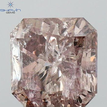 0.54 CT Radiant Shape Natural Diamond Brown Pink Color I2 Clarity (4.57 MM)