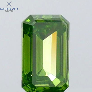 0.14 CT Emerald Shape Natural Diamond Green Color VS1 Clarity (3.70 MM)