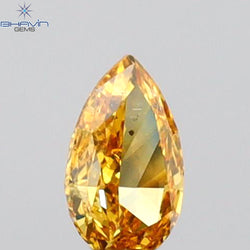 0.14 CT Pear Shape Natural Diamond Orange Color SI1 Clarity (4.41 MM)