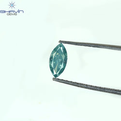 0.36 CT マーキス シェイプ ナチュラル ダイヤモンド グリーンがかったブルー カラー SI1 クラリティ (6.85 MM)