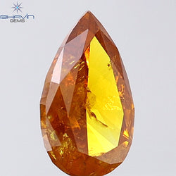 1.01 CT Pear Shape Natural Diamond Orange Color I3 Clarity (8.48 MM)
