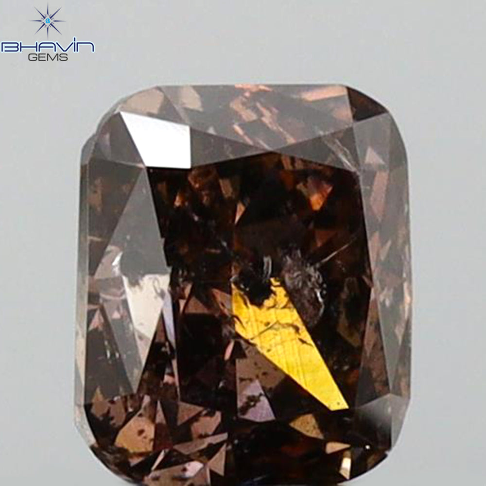 0.58 CT Cushion Shape Natural Diamond Brown Pink Color I2 Clarity (4.80 MM)