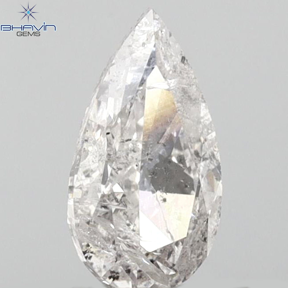 0.58 CT Pear Shape Natural Loose Diamond Pink Color I2 Clarity (7.38 MM)