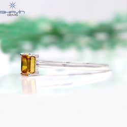 Emerald Diamond Natural Diamond Ring Orange Yellow Color Gold Ring Engagement Ring