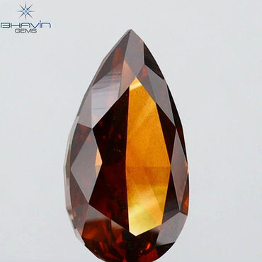 1.10 CT Pear Shape Natural Diamond Red Color SI2 Clarity (9.11 MM)