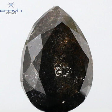 1.26 CT Pear Shape Natural Loose Diamond Salt And Pepper Color I3 Clarity (6.00 MM)