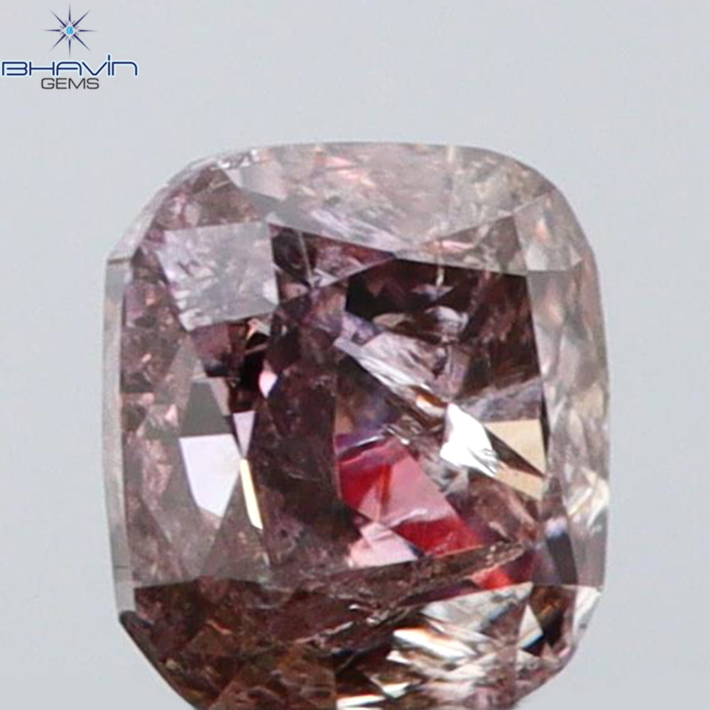 0.21 CT Cushion Shape Natural Diamond Brown Pink Color I2 Clarity (3.43 MM)