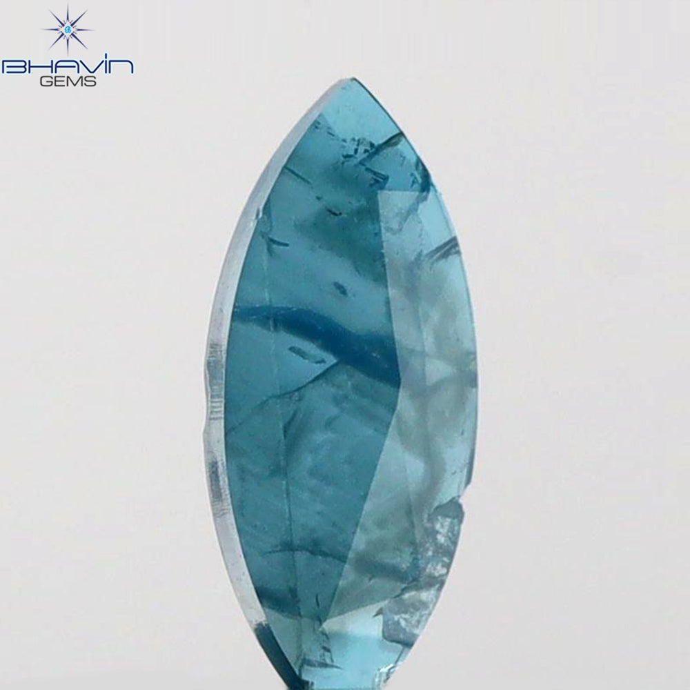 0.17 CT Marquise (Slice) Shape Natural Diamond Blue Color I3 Clarity (7.28 MM)