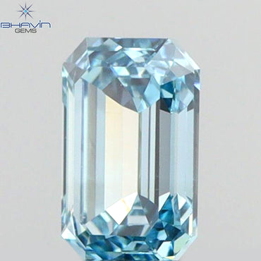 0.19 CT Emerald Shape Natural Diamond Blue Color VS1 Clarity (4.02 MM)