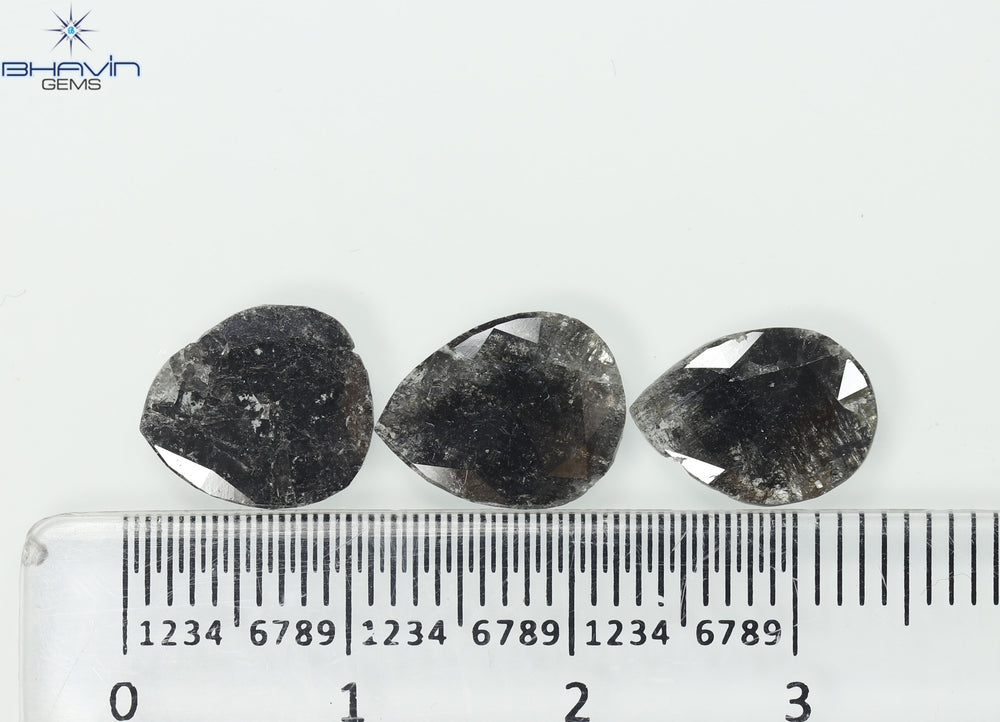 1.75 CT/5 ピース スライス形状 天然ダイヤモンド ソルト アンド ペッパー カラー I3 クラリティ (10.45 MM)