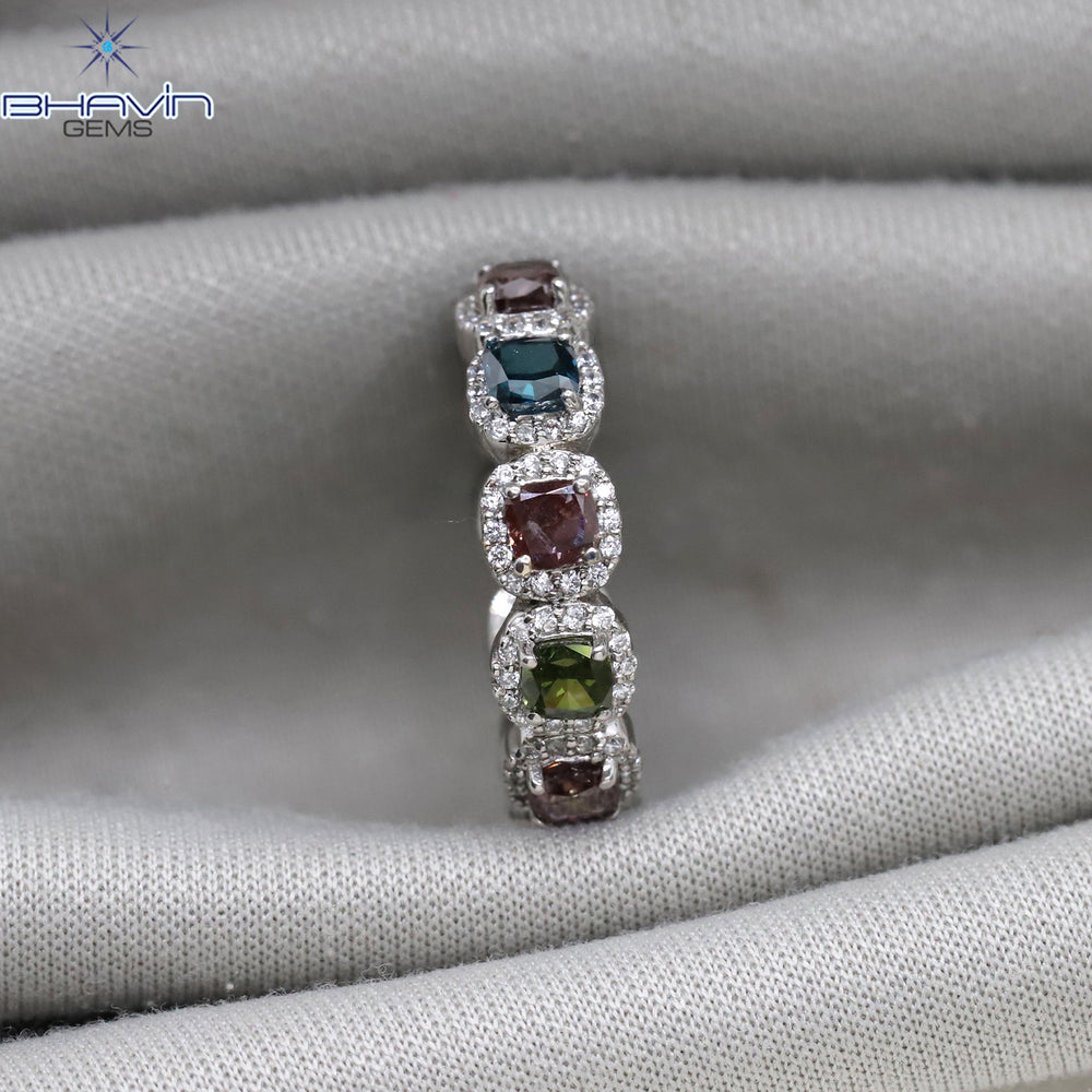 Cushion Diamond Natural Diamond Ring Mix Color Gold Ring Engagement Ring