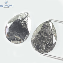 1.75 CT/5 ピース スライス形状 天然ダイヤモンド ソルト アンド ペッパー カラー I3 クラリティ (10.45 MM)