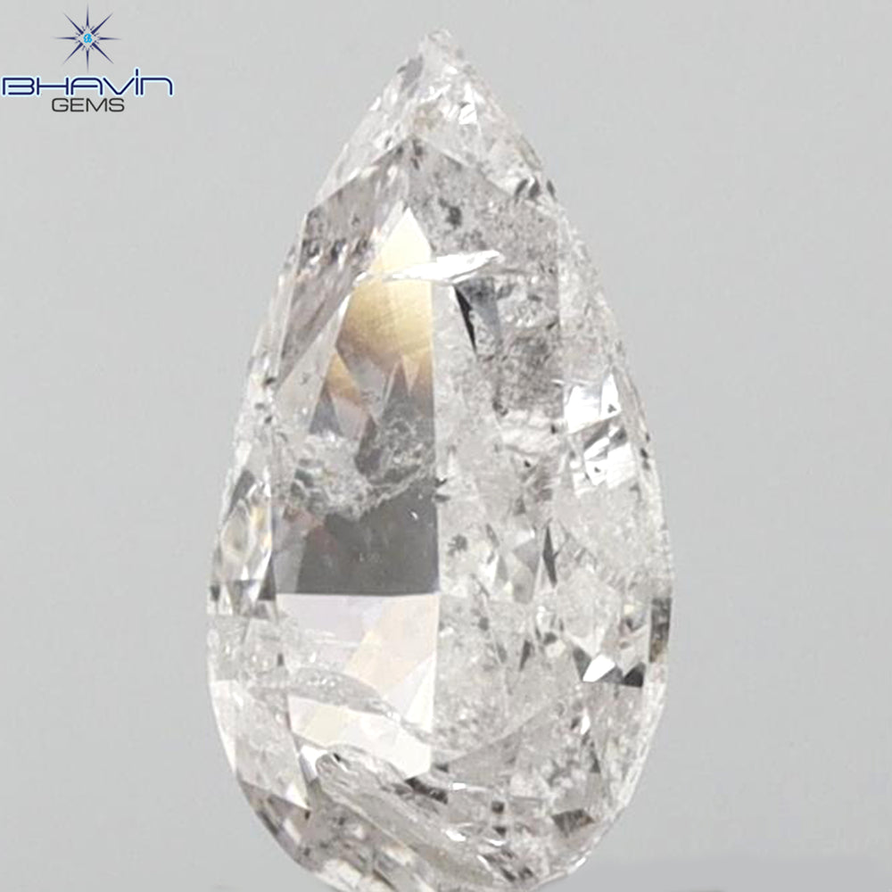 0.58 CT Pear Shape Natural Loose Diamond Pink Color I2 Clarity (7.38 MM)