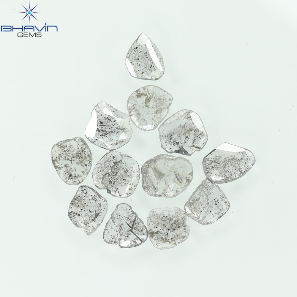 2.15 CT/12 Pcs Slice Shape Natural Diamond Salt And Pepper Color I3 Clarity (6.10 MM)