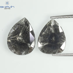 1.46 CT/2 Pcs Slice Shape Natural Diamond Salt And Pepper Color I3 Clarity (10.36 MM)