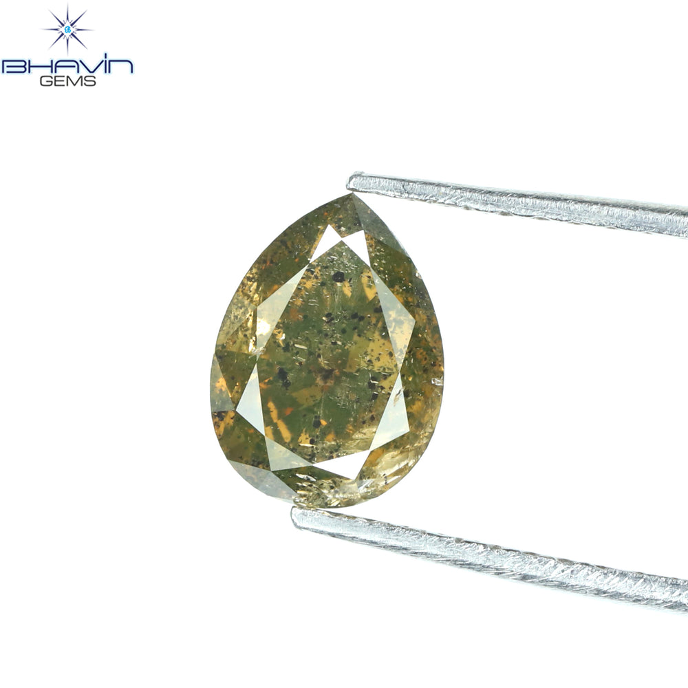 1.25 CT Pear Shape Natural Diamond Brown Color I2 Clarity (7.80 MM)