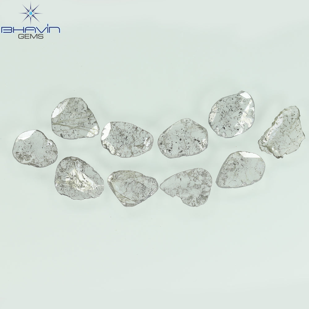 2.05 CT/10 Pcs Slice Shape Natural Diamond Salt And Pepper Color I3 Clarity (6.46 MM)