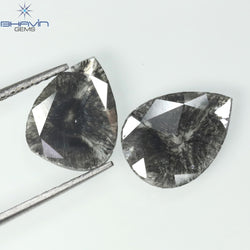 1.46 CT/2 Pcs Slice Shape Natural Diamond Salt And Pepper Color I3 Clarity (10.36 MM)