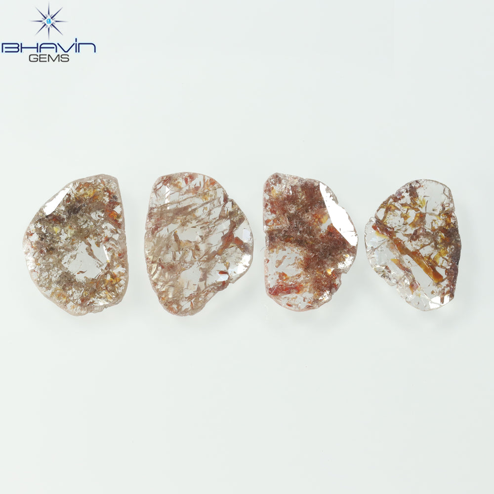 1.72 CT/4 Pcs Slice Shape Natural Loose Diamond Brown Color I3 Clarity (9.28 MM)