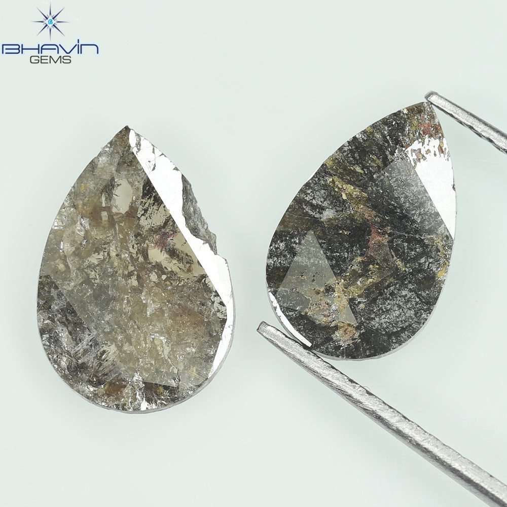 1.75 CT/5 ピース スライス形状 天然ダイヤモンド ソルト アンド ペッパー カラー I3 クラリティ (10.45 MM)
