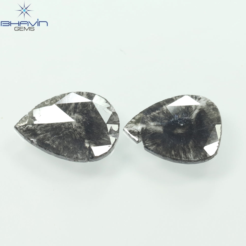 1.46 CT/2 Pcs Slice Shape Natural Diamond Salt And Pepper Color I3 Clarity (10.36 MM)