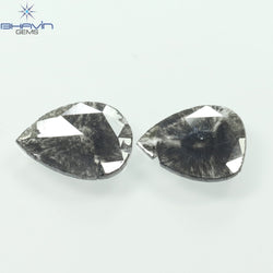 1.46 CT/2 Pcs Slice Shape Natural Diamond Salt And Pepper Color I3 Clarity (10.36 MM)