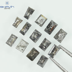 0.83 CT/13 Pcs Square Baguette Shape Natural Diamond Salt And Pepper Color I3 Clarity (3.10 MM)