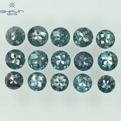 2.38 CT/15 Pcs Enhanced Round Rose Cut Shape Blue Color Natural Loose Diamond I3 Clarity (3.35 MM)