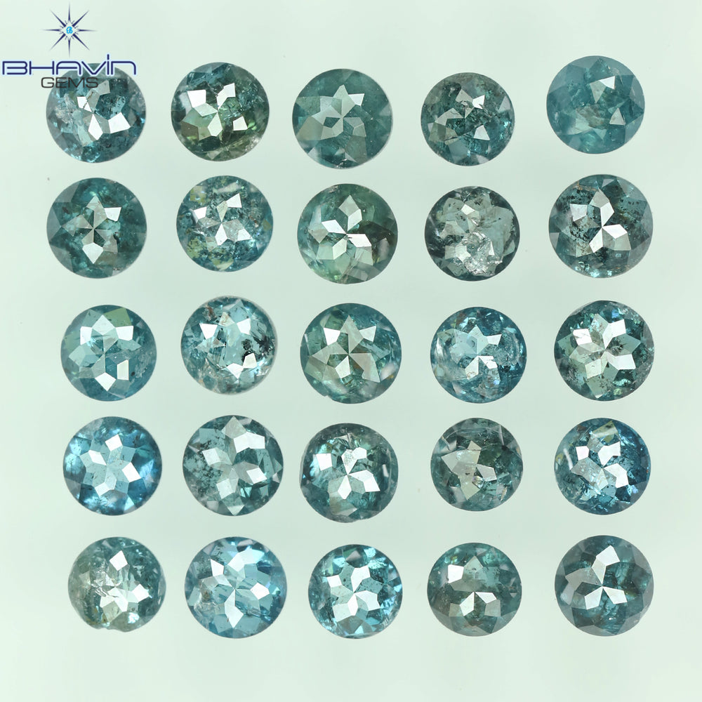 2.81 CT/25 Pcs Enhanced Round Rose Cut Shape Blue Color Natural Loose Diamond I3 Clarity (2.86 MM)