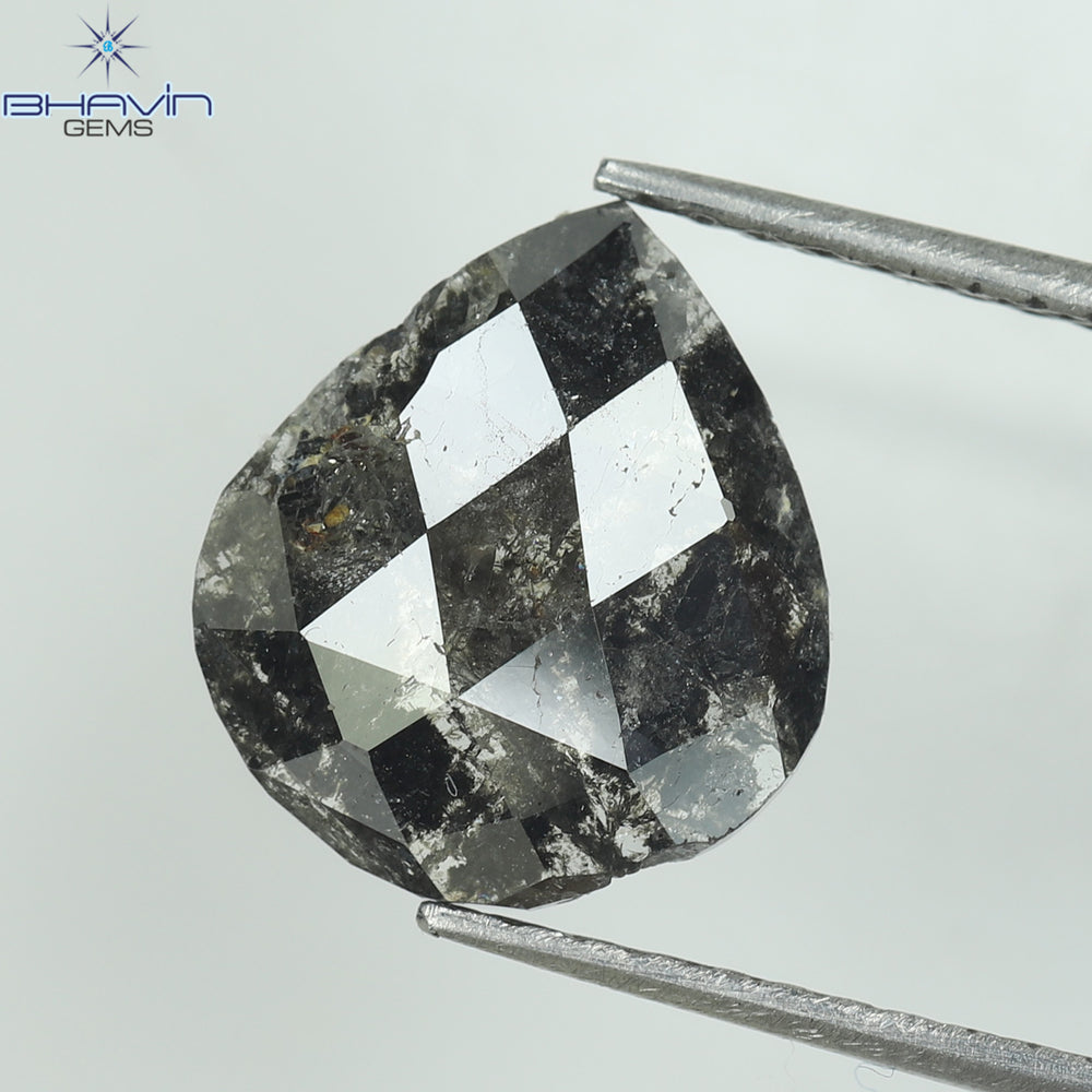 1.49 CT Slice Shape Natural Diamond Salt And Pepper Color I3 Clarity (11.88 MM)