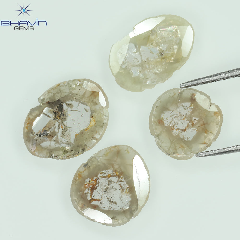2.53 CT/4 Pcs Slice Shape Natural Loose Diamond Grayish Green Color I3 Clarity (10.48 MM)
