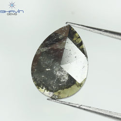 1.41 CT Pear Slice Shape Natural Diamond Brown-Green Color I3 Clarity (11.95 MM)