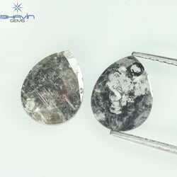 1.33 CT/2 Pcs Slice Shape Natural Diamond Salt And Pepper Color I3 Clarity (9.12 MM)