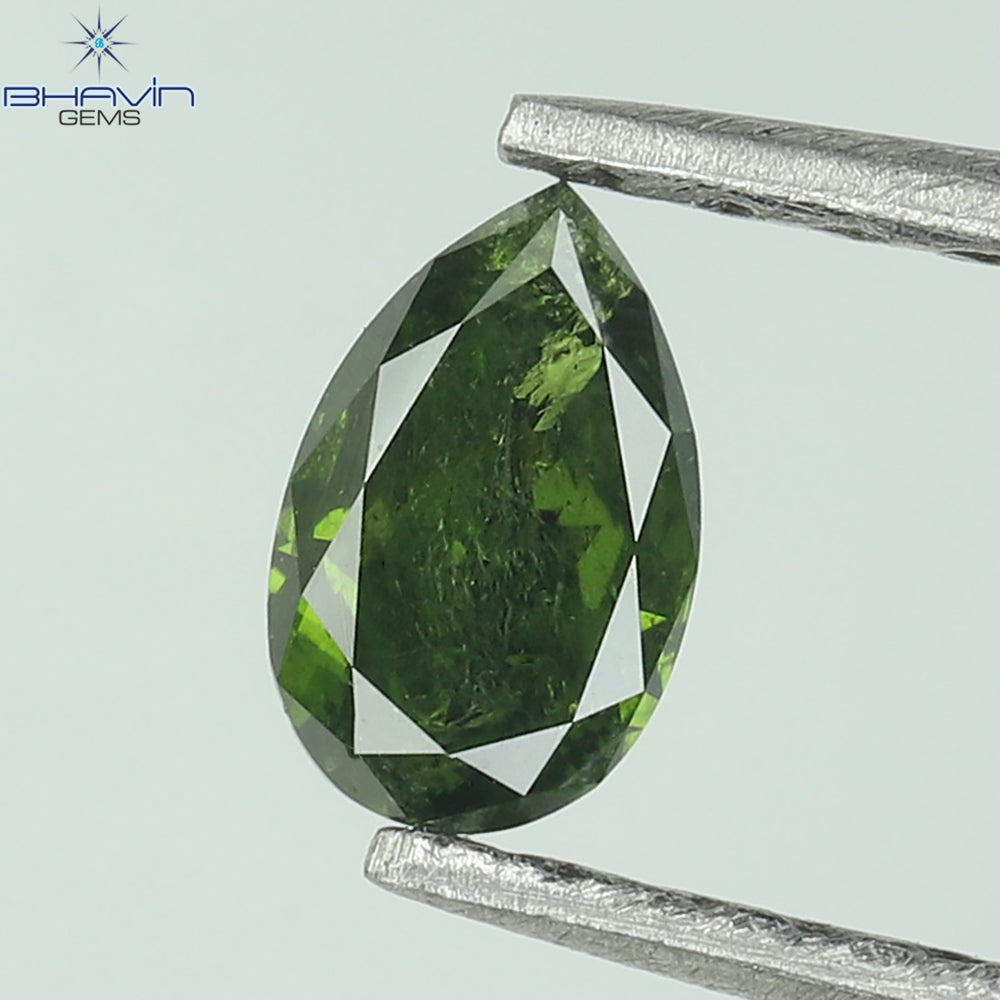 0.18 CT、ペアー ダイヤモンド、グリーン カラー、クラリティ I1
