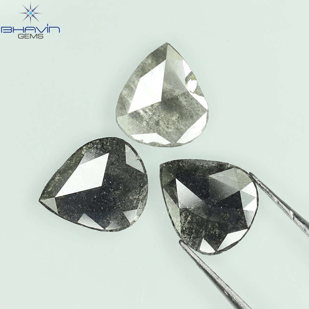 1.75 CT/5 ピース スライス形状 天然ダイヤモンド ソルト アンド ペッパー カラー I3 クラリティ (10.45 MM)