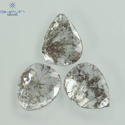 1.27 CT/3 Pcs Slice Shape Natural Diamond Salt And Pepper Color I3 Clarity (8.02 MM)