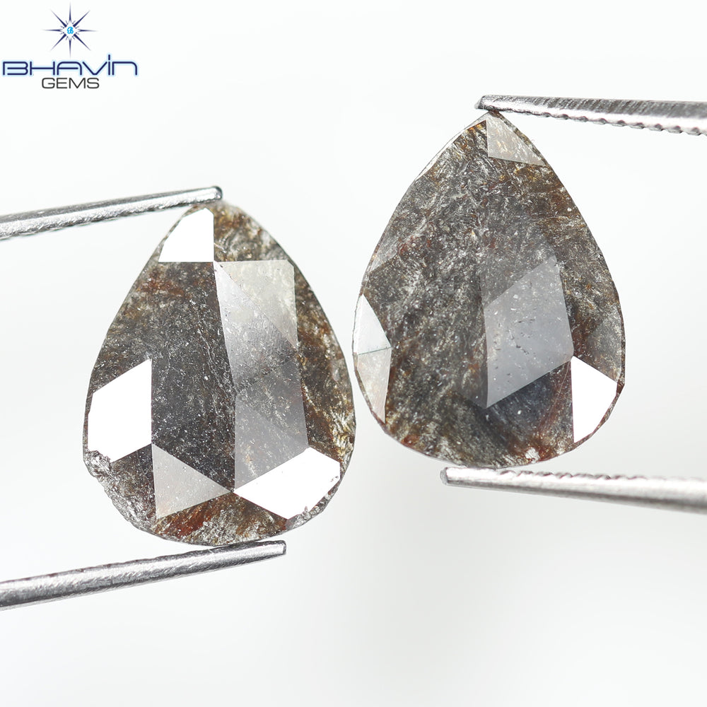 1.75 CT/5 ピース スライス形状 天然ダイヤモンド ソルト アンド ペッパー カラー I3 クラリティ (10.45 MM)
