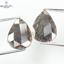 1.75 CT/5 ピース スライス形状 天然ダイヤモンド ソルト アンド ペッパー カラー I3 クラリティ (10.45 MM)