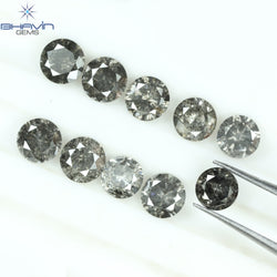 2.34 CT/10 Pcs Round Shape Natural Loose Diamond Salt And pepper Color I3 Clarity (4.00 MM)