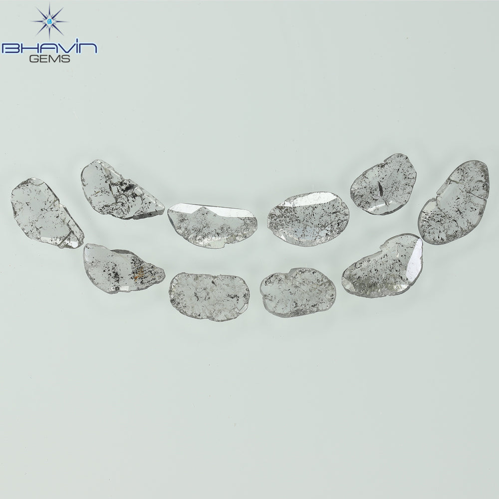 2.13 CT/10 Pcs Slice Shape Natural Diamond Salt And Pepper Color I3 Clarity (8.69 MM)