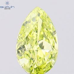 0.41 CT Pear Shape Natural Diamond Greenish Yellow Color VS1 Clarity (6.00 MM)