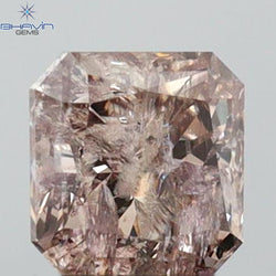 0.54 CT Radiant Shape Natural Diamond Brown Pink Color I2 Clarity (4.57 MM)