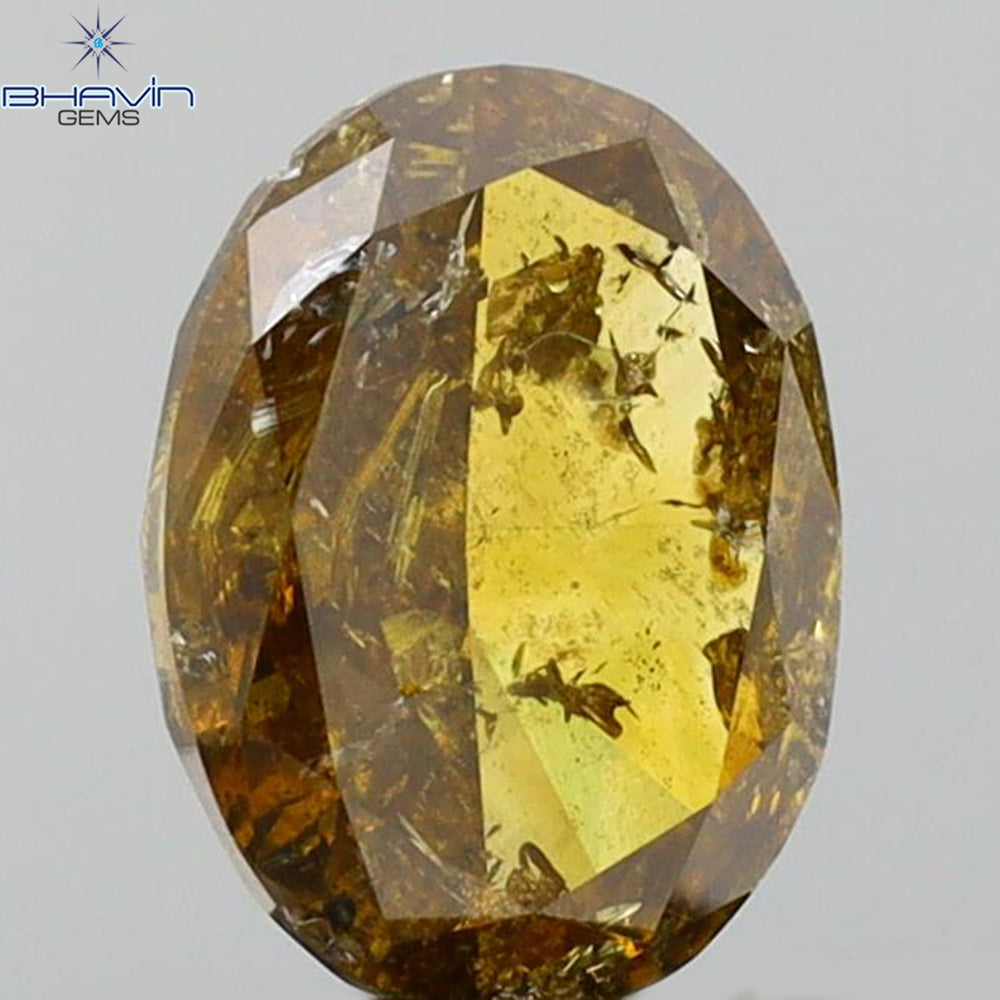 1.01 CT Oval Shape Natural Diamond Brown Orange Color I3 Clarity (7.16 MM)