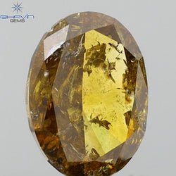 1.01 CT Oval Shape Natural Diamond Brown Orange Color I3 Clarity (7.16 MM)