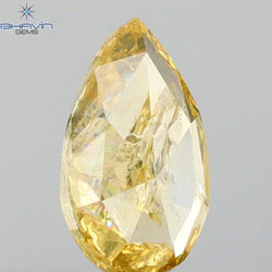 0.63 CT Pear Shape Natural Loose Diamond Yellow Orange Color I3 Clarity (7.53 MM)