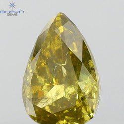 0.64 CT Pear Shape Natural Diamond Green Color I2 Clarity (6.48 MM)