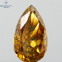 0.65 CT Pear Shape Natural Diamond Green (Chameleon) Color SI2 Clarity (4.20 MM)