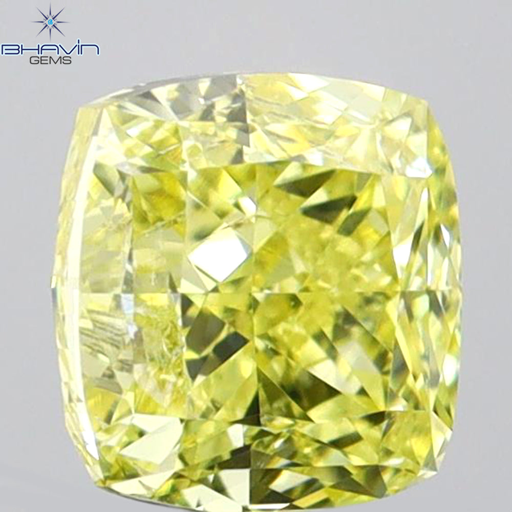 1.01 CT Cushion Diamond Yellow Color Natural Loose Diamond I2 Clarity (5.29 MM)