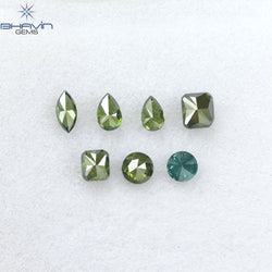 0.83 CT/7 Pcs Mix Diamond Natural Diamond Green-Blue Diamond Clarity SI (4.20 MM)